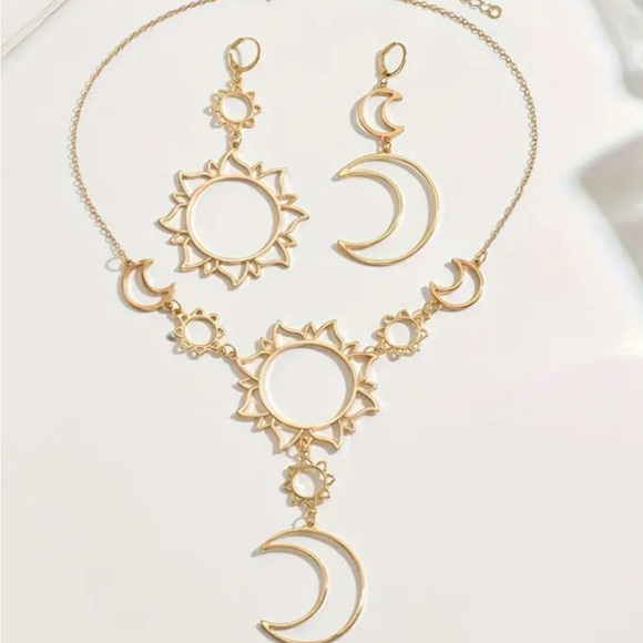 Celestial Gold Necklace and Earring Set - Picture 2 of 4